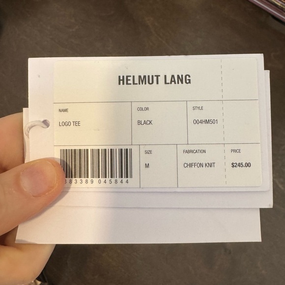 HELMUT LANG Unisex Short Sleeve Sheer Chiffon Logo Tee Size Medium NWT - Picture 9 of 11